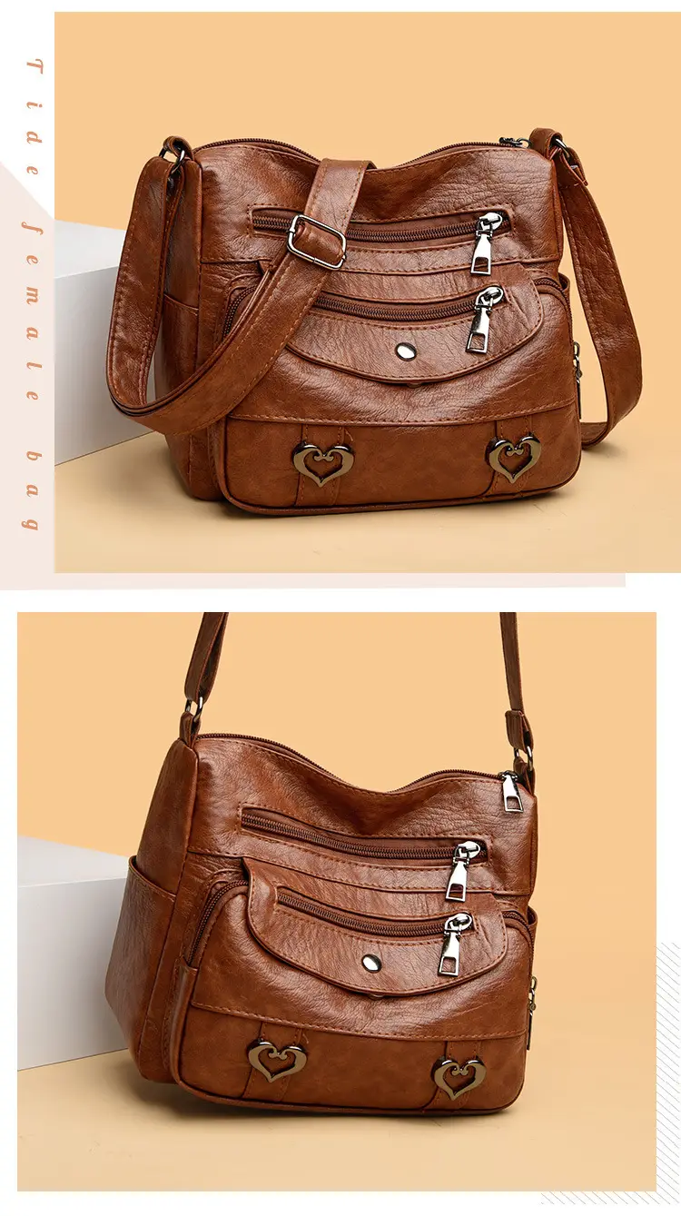 Brown Heart-Plated Crossbody Bag for Women — feature 10