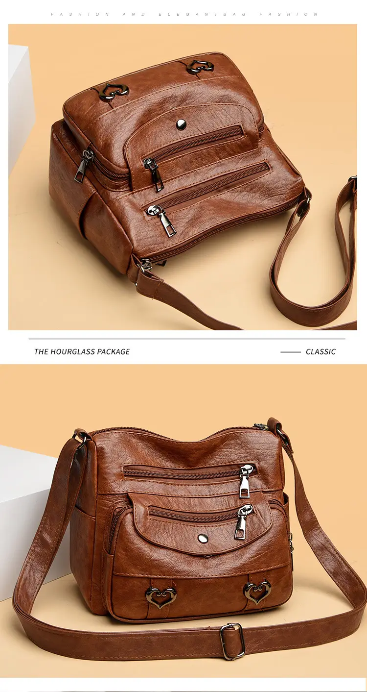 Brown Heart-Plated Crossbody Bag for Women — feature 11