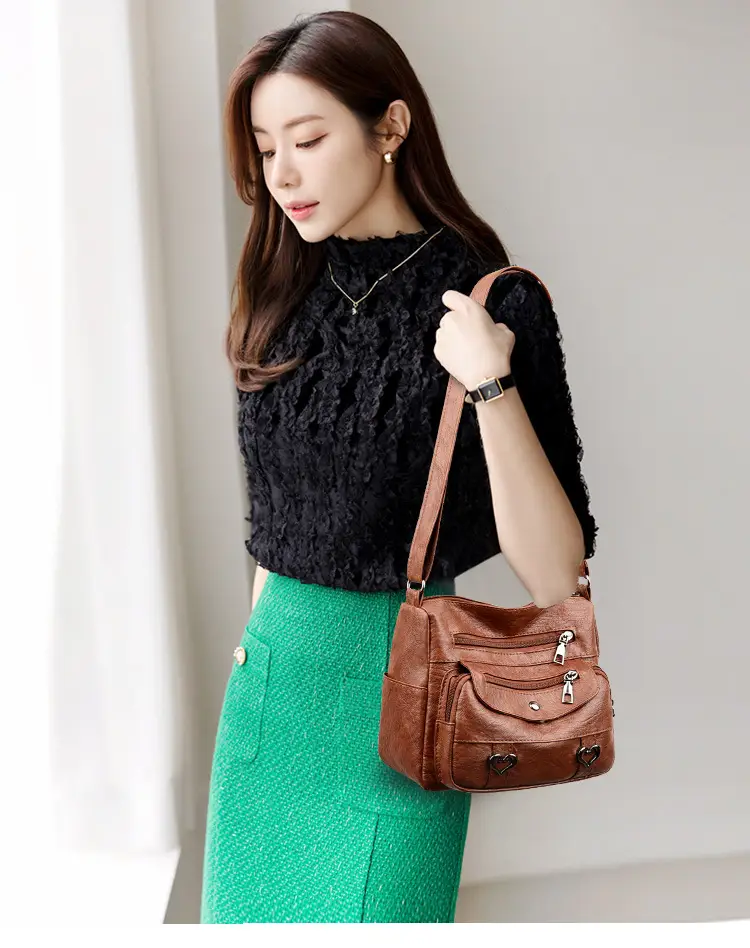 Brown Heart-Plated Crossbody Bag for Women — feature 12