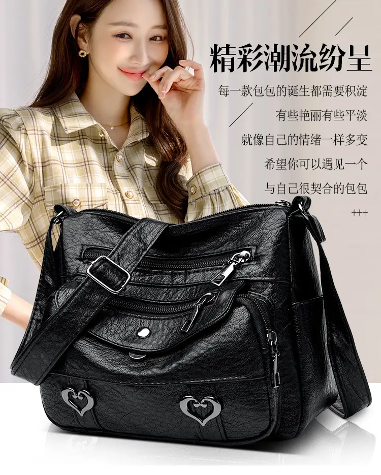 Brown Heart-Plated Crossbody Bag for Women — feature 2