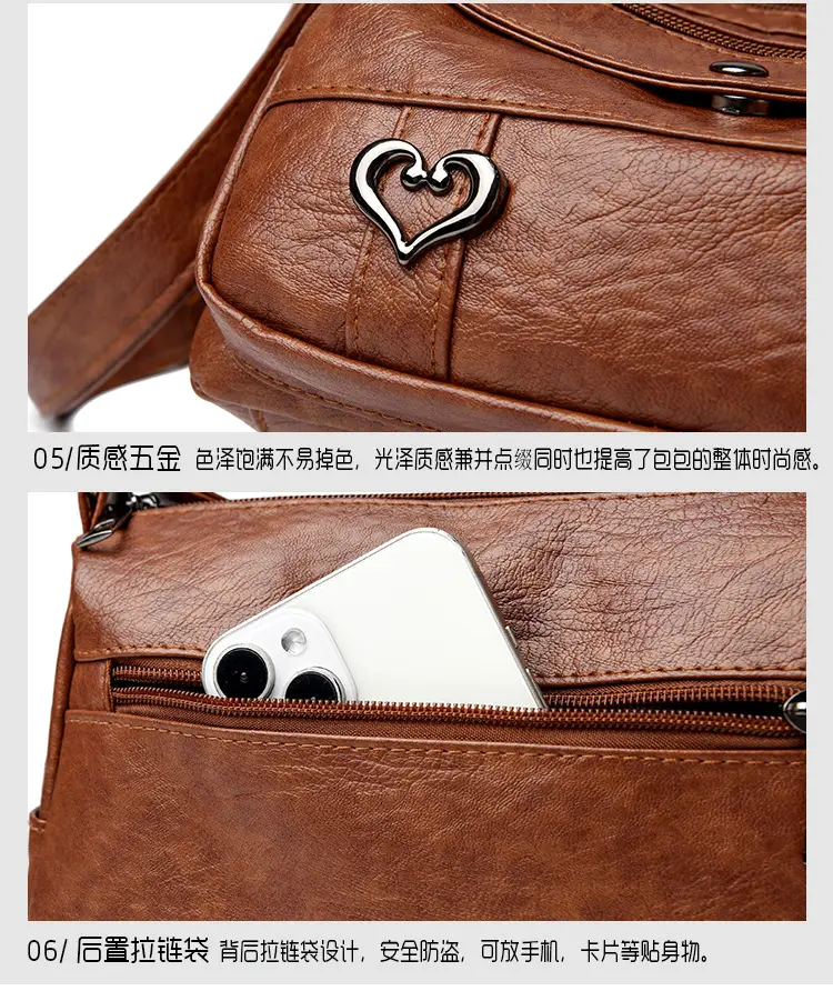 Brown Heart-Plated Crossbody Bag for Women — feature 26