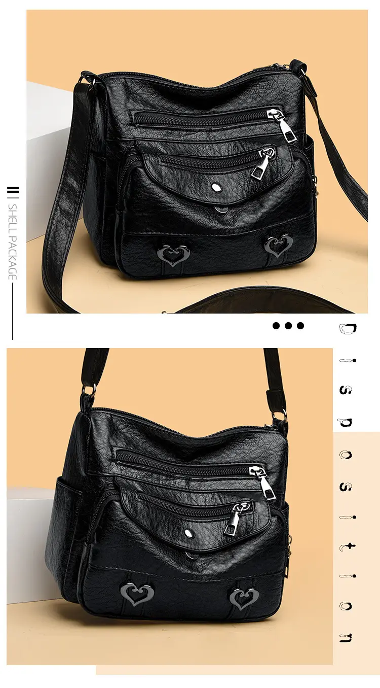 Brown Heart-Plated Crossbody Bag for Women — feature 9