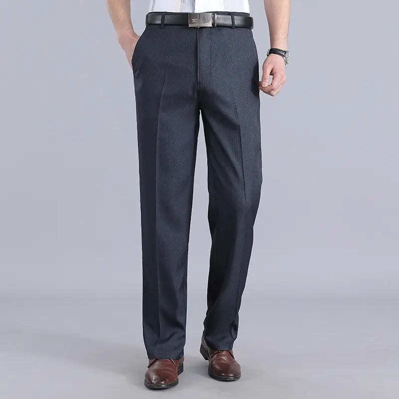 Men Straight Leg Pants Black Casual Spring Fall Wear