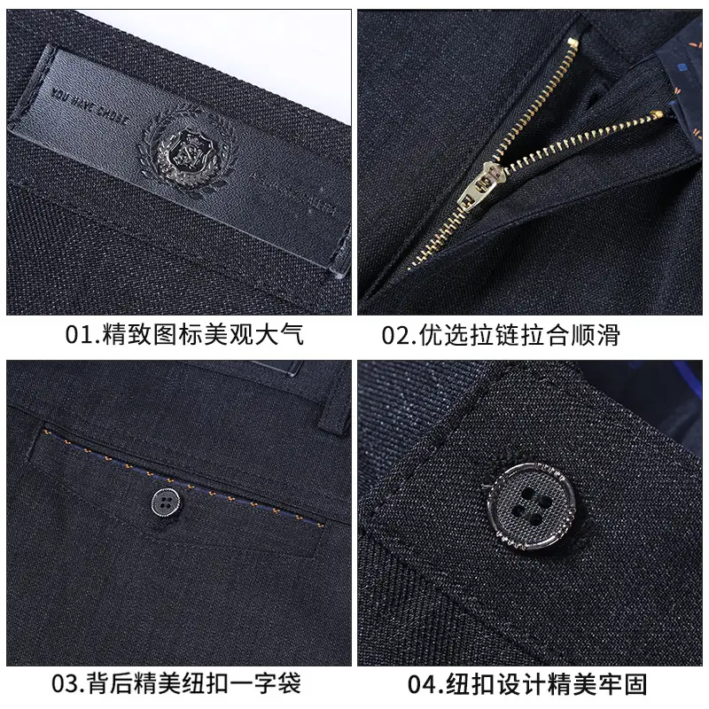 Men Straight Leg Pants Black Casual Spring Fall Wear