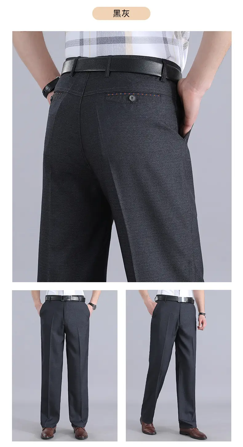 Men Straight Leg Pants Black Casual Spring Fall Wear — feature 12