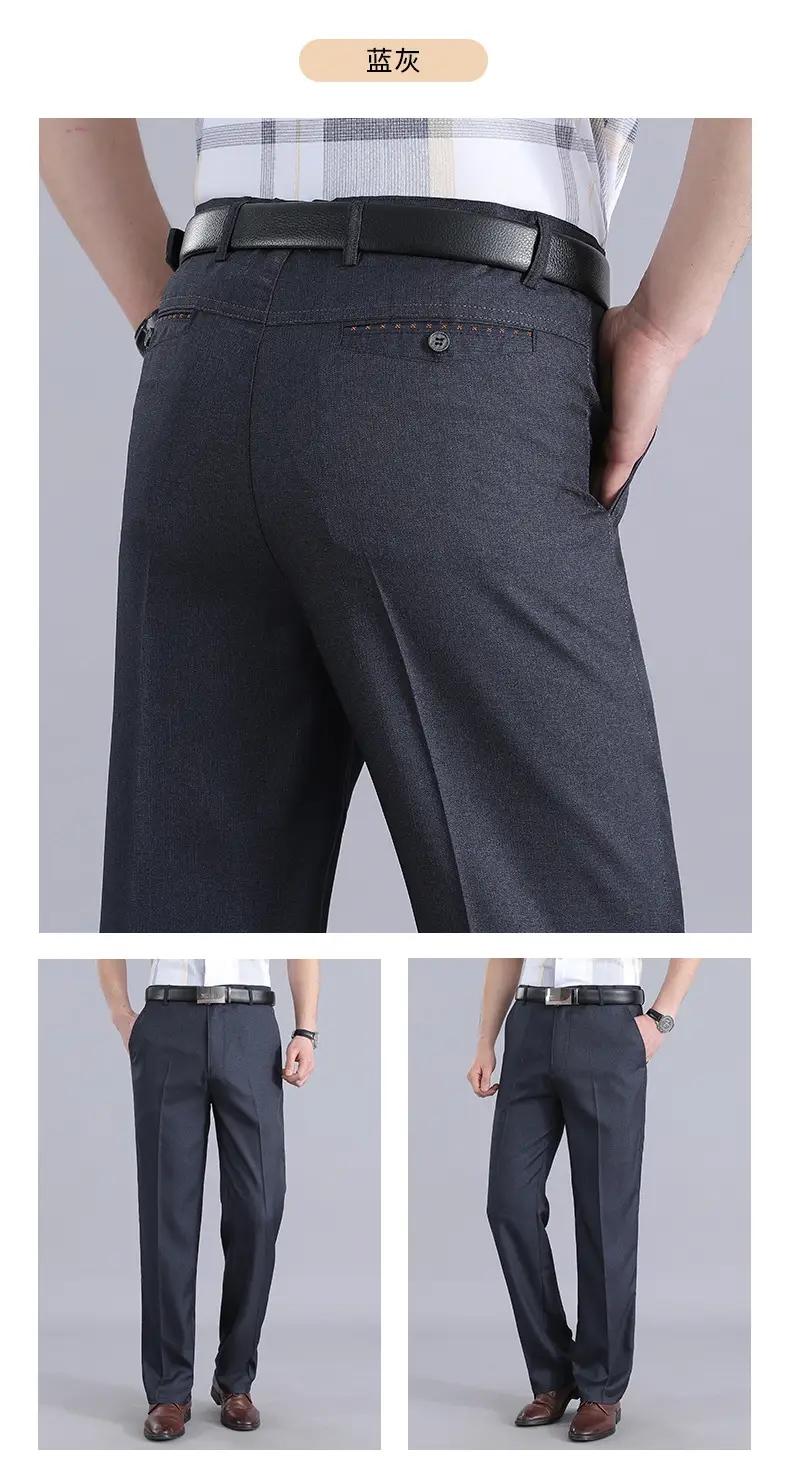 Men Straight Leg Pants Black Casual Spring Fall Wear — feature 13