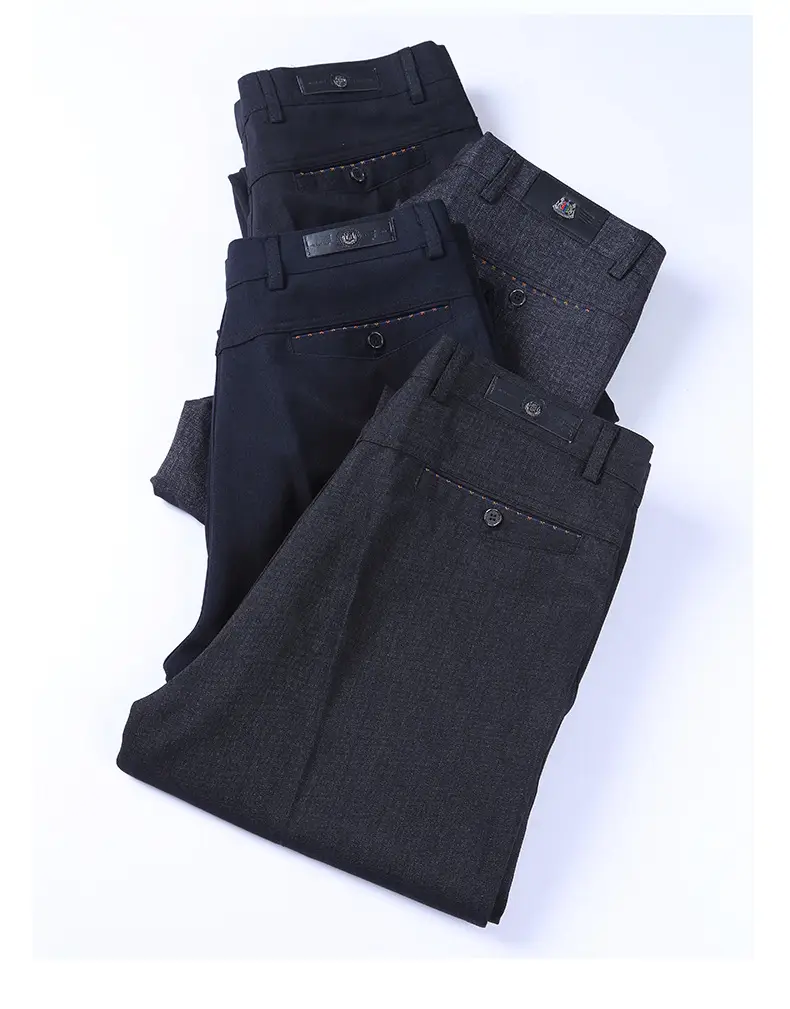 Men Straight Leg Pants Black Casual Spring Fall Wear — feature 16