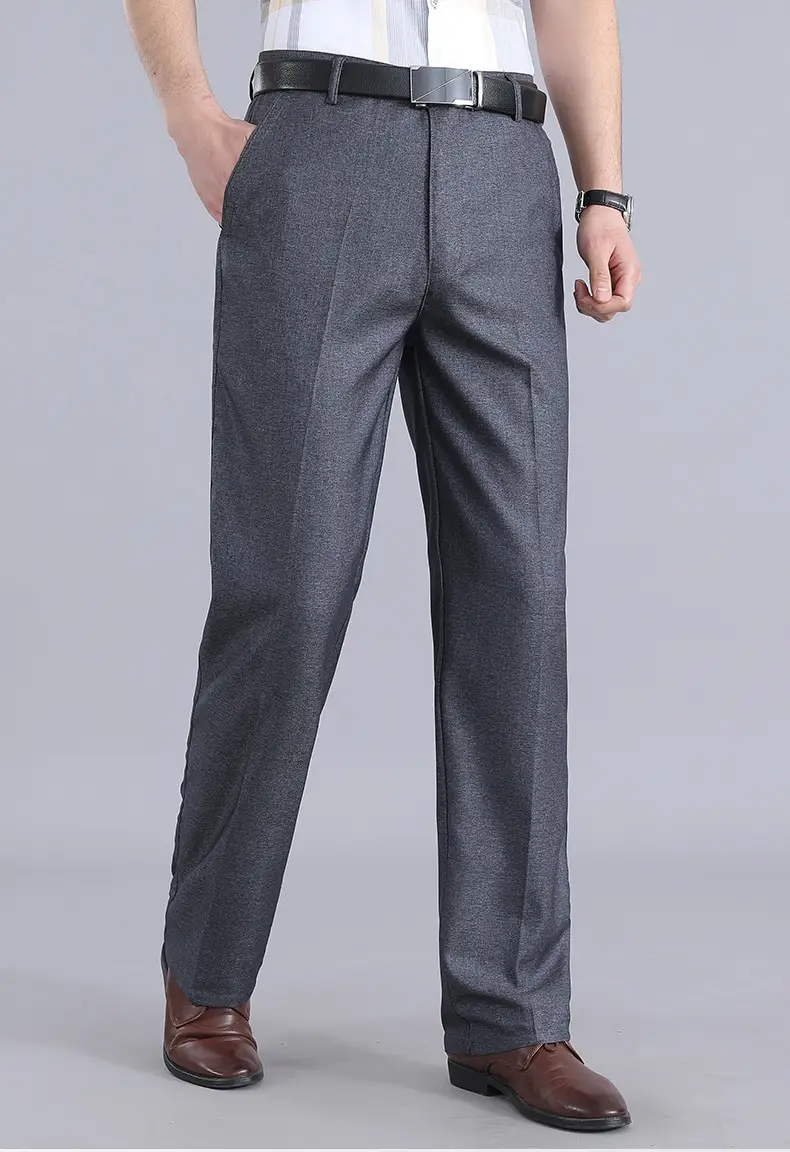 Men Straight Leg Pants Black Casual Spring Fall Wear — feature 4