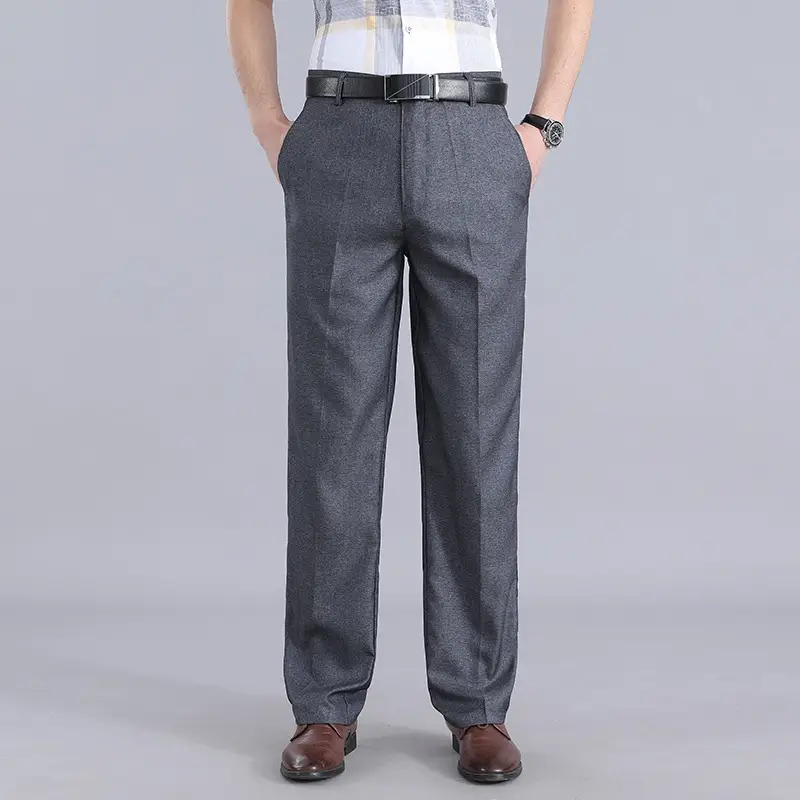 Men Straight Leg Pants Black Casual Spring Fall Wear