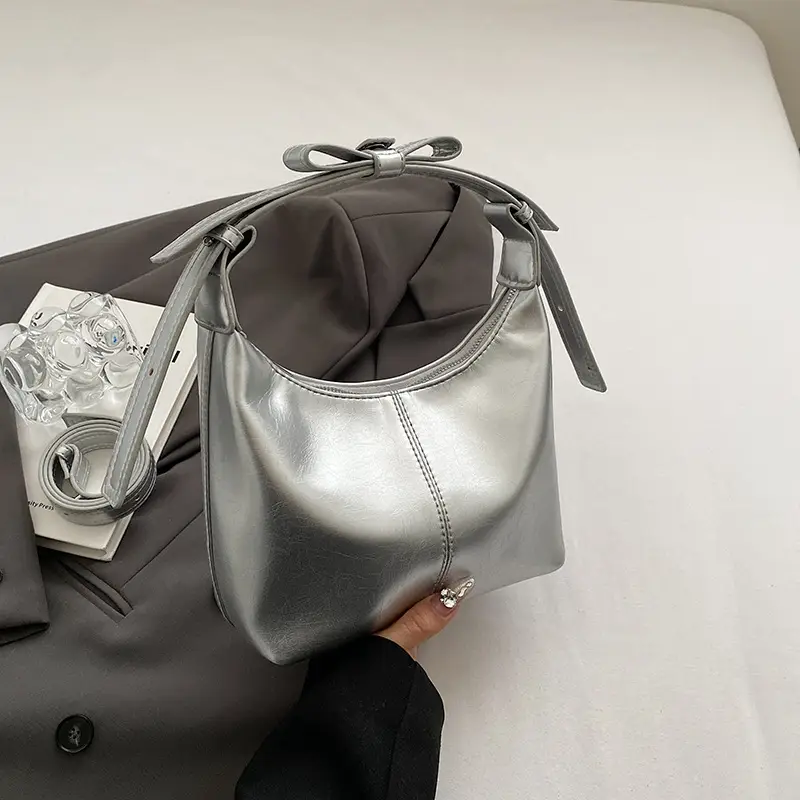 Silver Bucket Bag Women 2024 Casual Shoulder Crossbody - Image 2