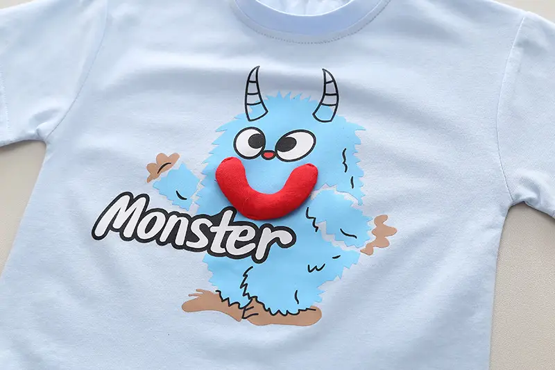 Children's Light Blue Summer T-Shirt Shorts Set — feature 7