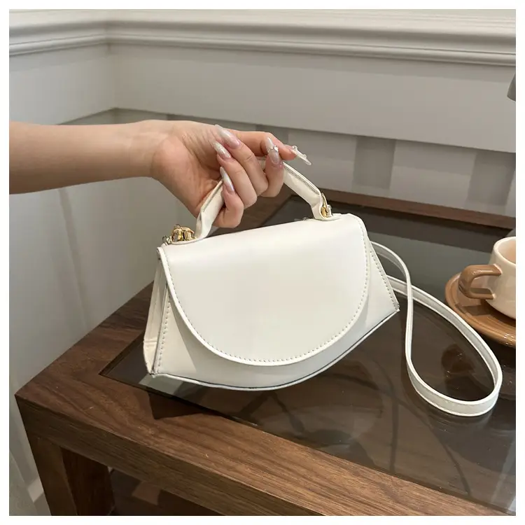 Women's Fan-Shaped White Shoulder Crossbody Bag - Image 7