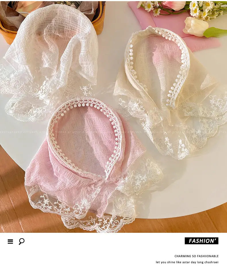 Women's Green Gingham Lace Hair Towel — feature 3
