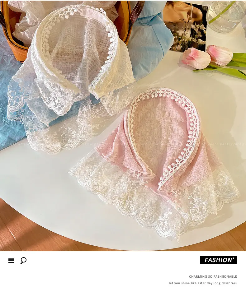 Women's Green Gingham Lace Hair Towel — feature 5