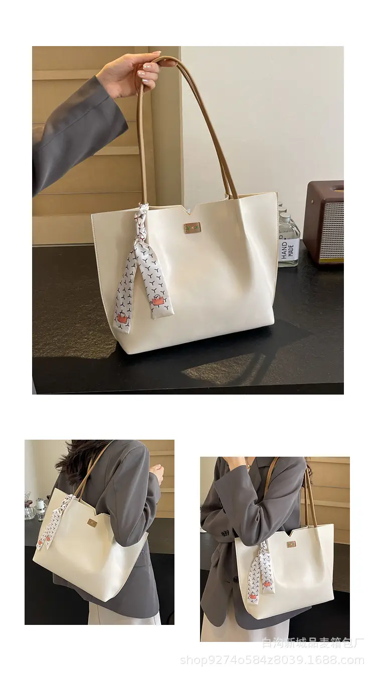 Women's Cross-Border Tote Bag Beige Gold Handle 2026 — feature 10