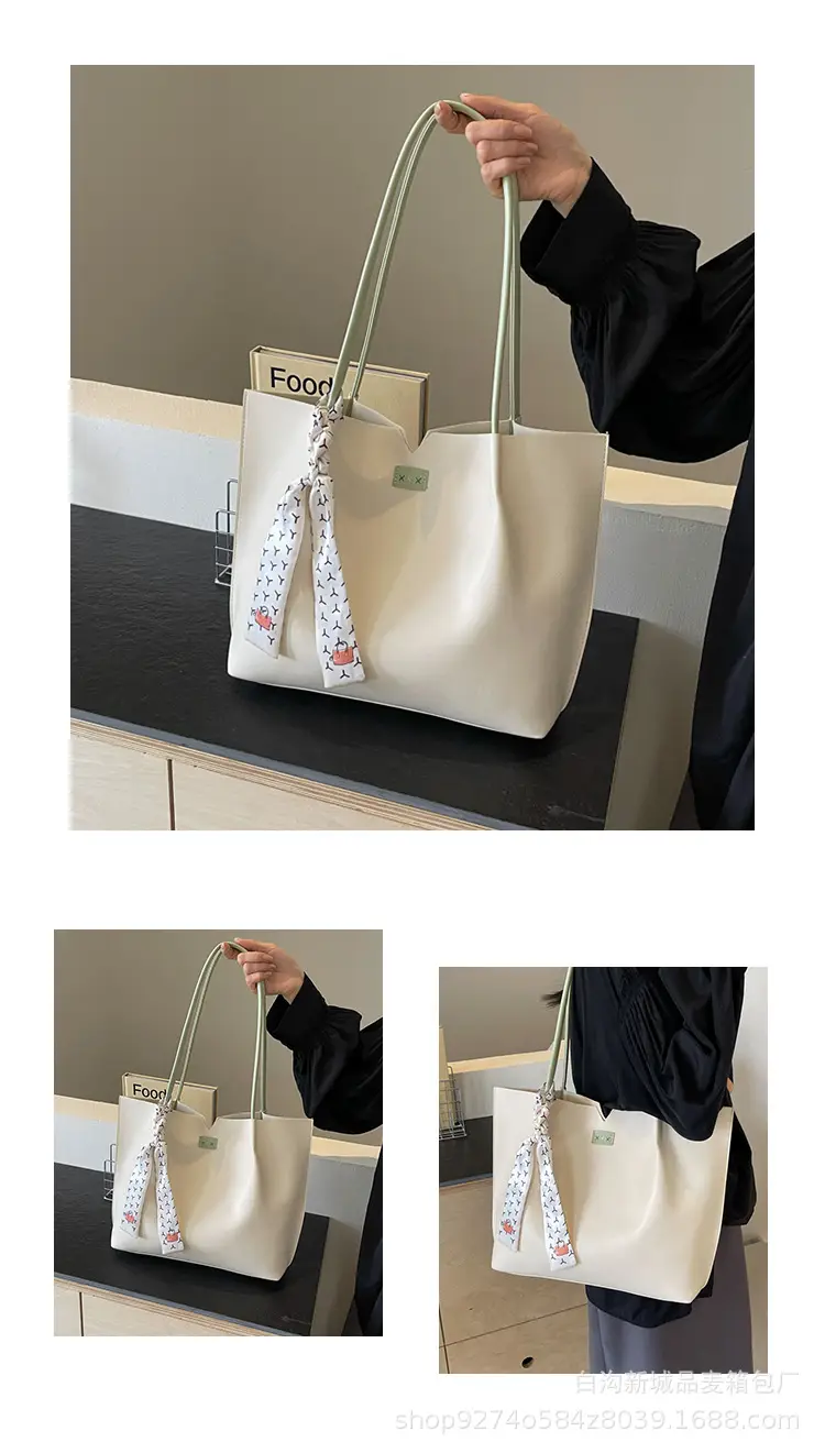 Women's Cross-Border Tote Bag Beige Gold Handle 2026 — feature 12