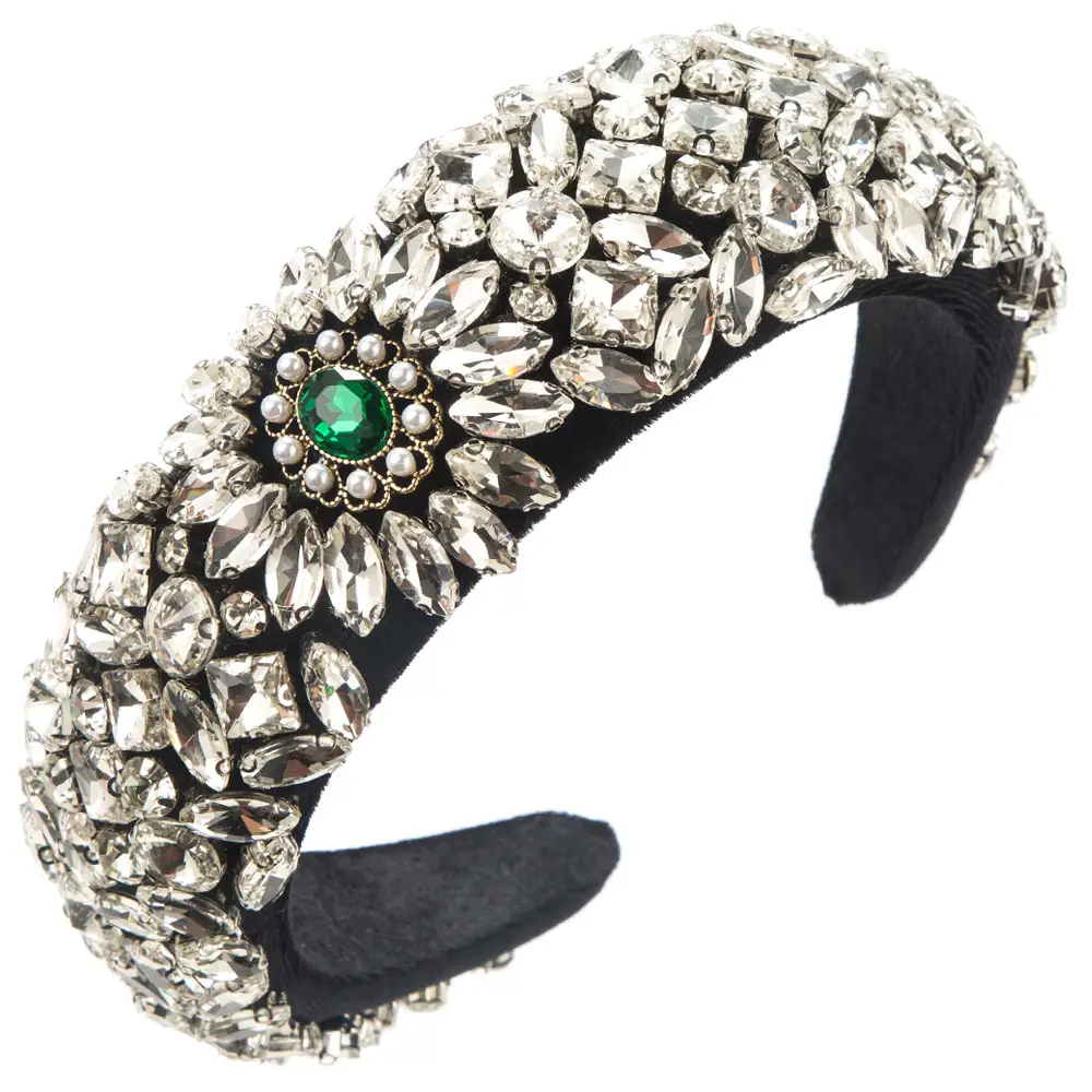 Crystal Baroque Hair Band with Green Gemstone - Image 10