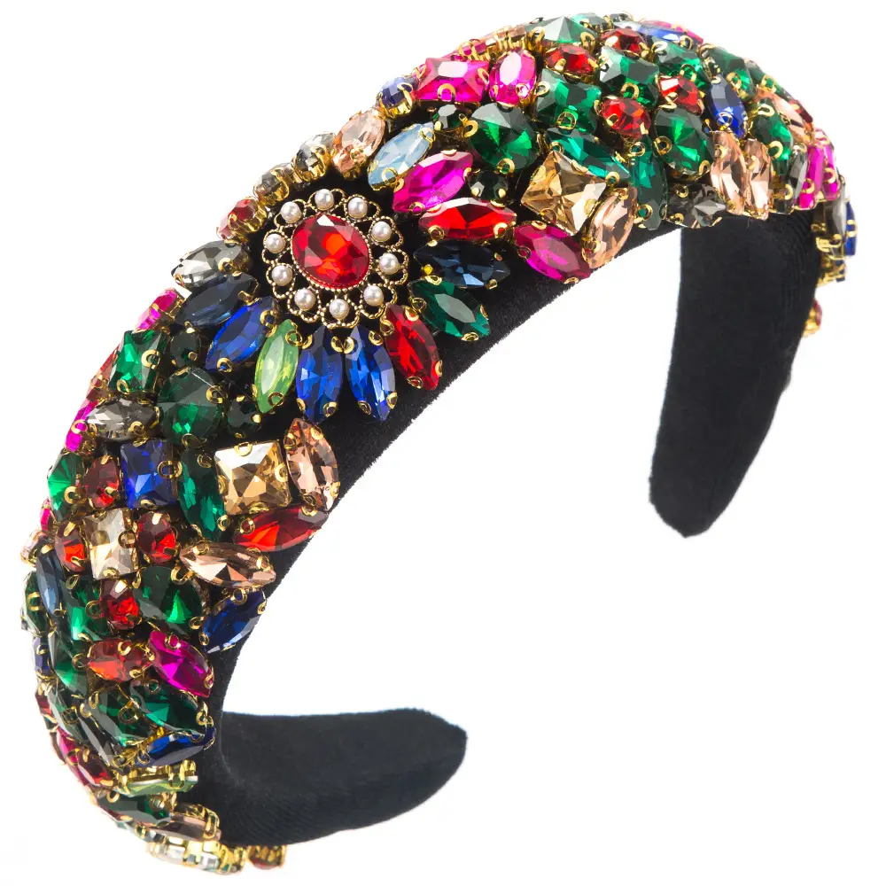 Crystal Baroque Hair Band with Green Gemstone - Image 2