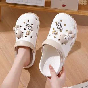White Women's DIY Clogs Thick Soled Beach Shoes Baotou Sandals — feature 13