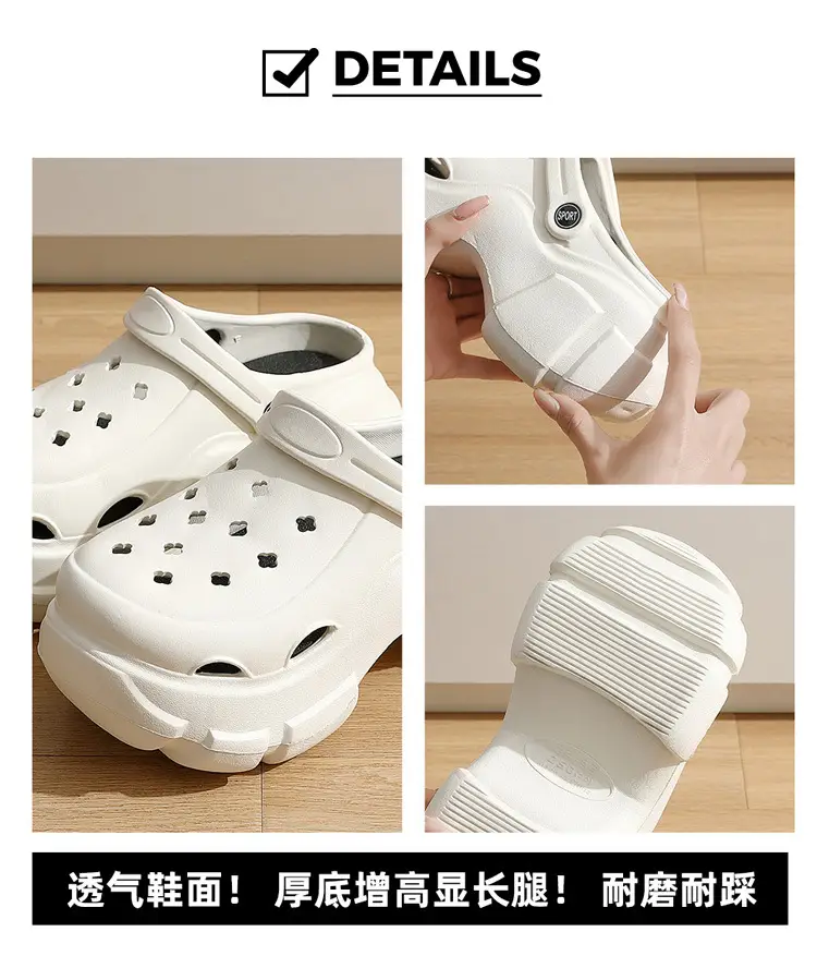 White Women's DIY Clogs Thick Soled Beach Shoes Baotou Sandals — feature 26