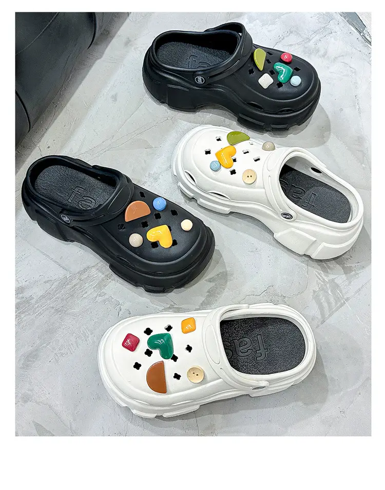 White Women's DIY Clogs Thick Soled Beach Shoes Baotou Sandals — feature 30