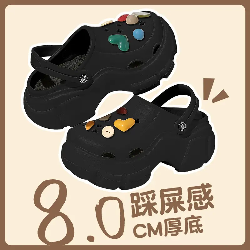 White Women's DIY Clogs Thick Soled Beach Shoes Baotou Sandals - Image 4
