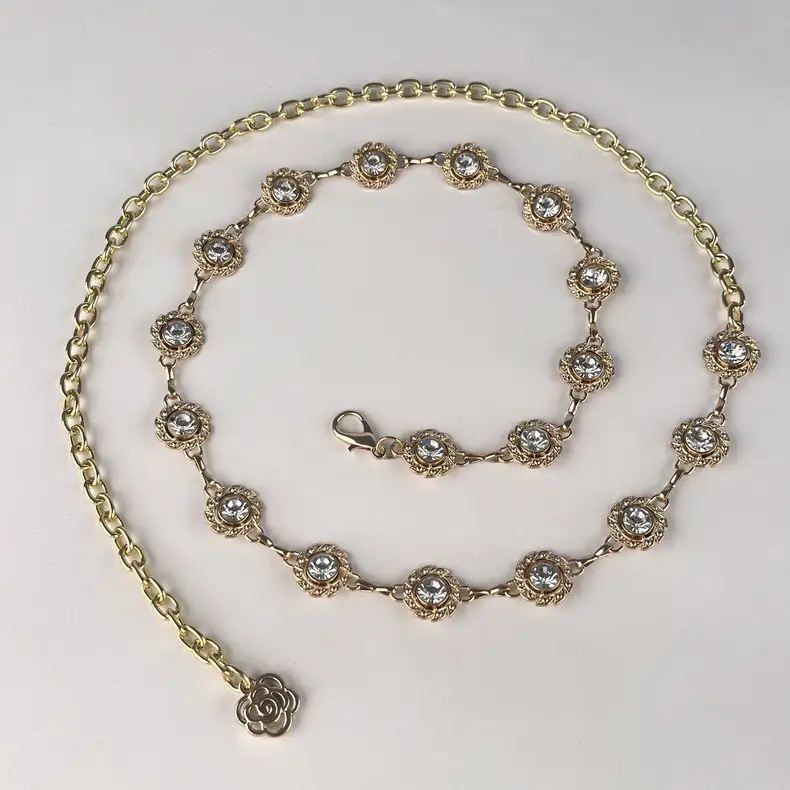 Water Diamond Rhinestone Waist Chain Silver Color — feature 11