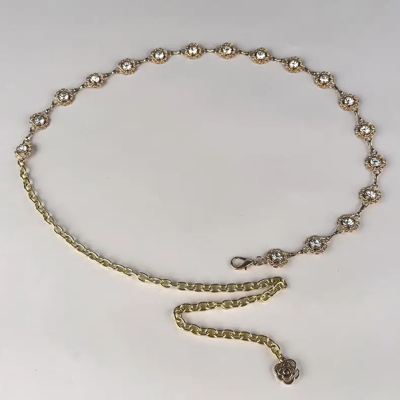 Water Diamond Rhinestone Waist Chain Silver Color — feature 13