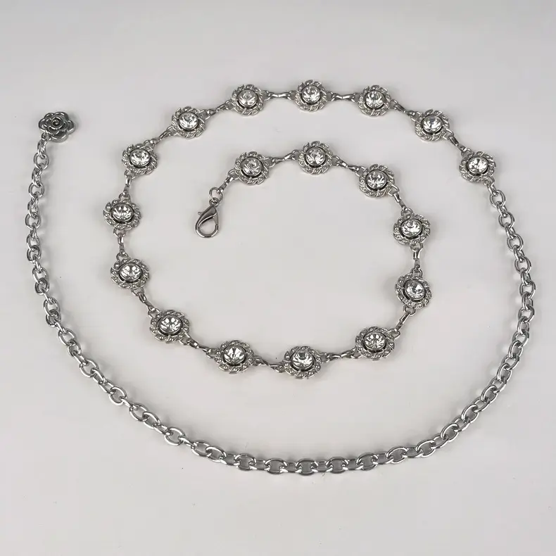 Water Diamond Rhinestone Waist Chain Silver Color — feature 15