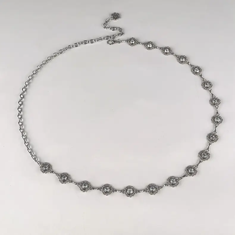 Water Diamond Rhinestone Waist Chain Silver Color — feature 16
