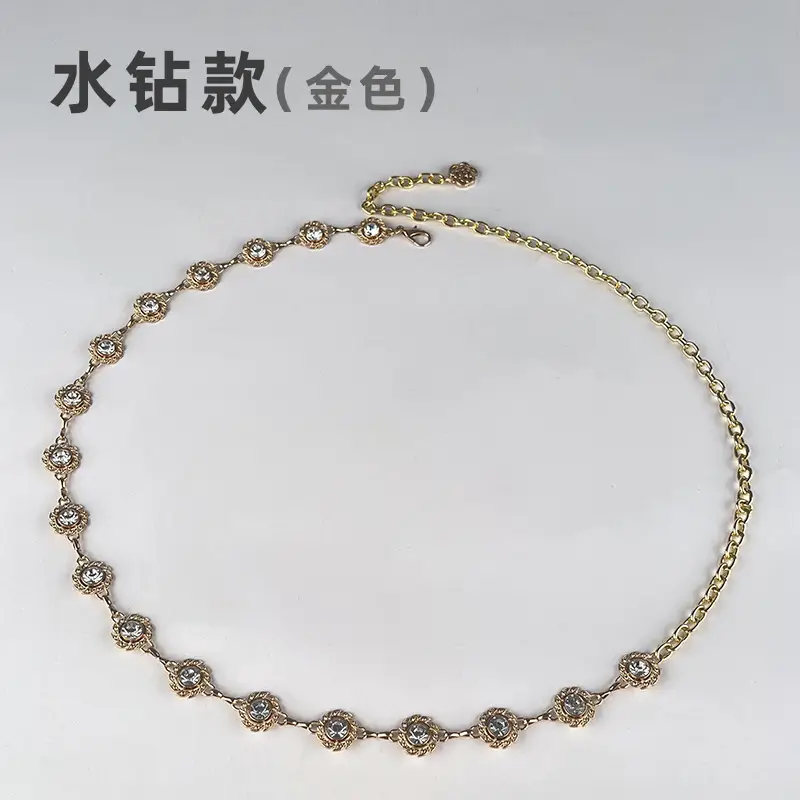 Water Diamond Rhinestone Waist Chain Silver Color - Image 2