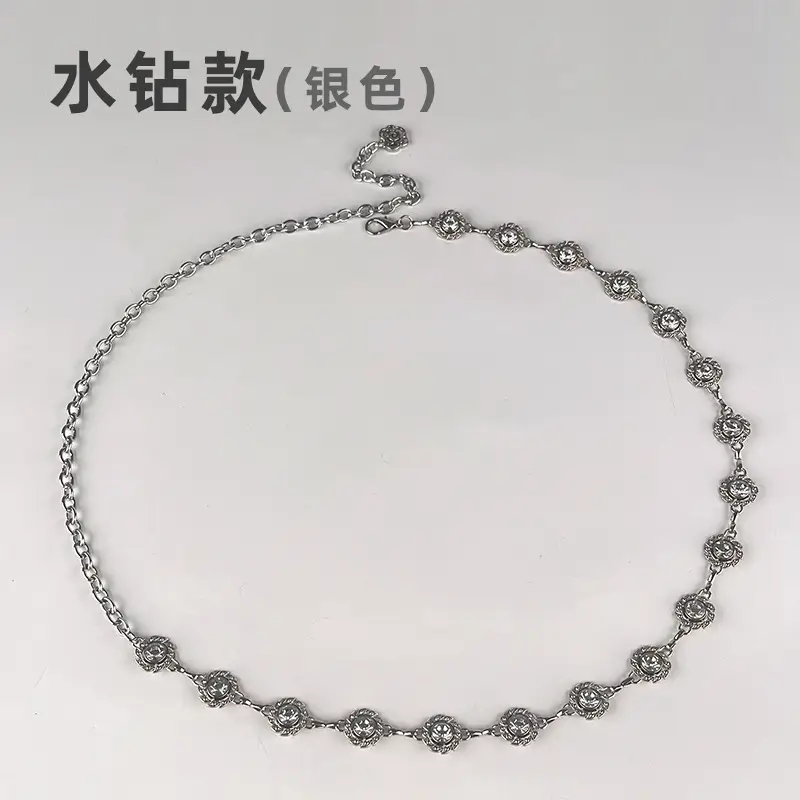 Water Diamond Rhinestone Waist Chain Silver Color - Image 3