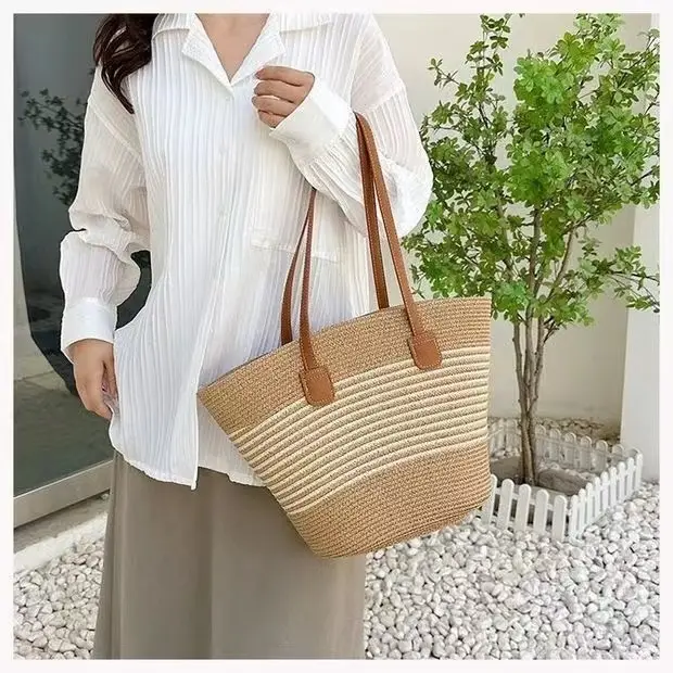 Women Straw Bag Summer 2024 Large Capacity Beach Bag - Image 12