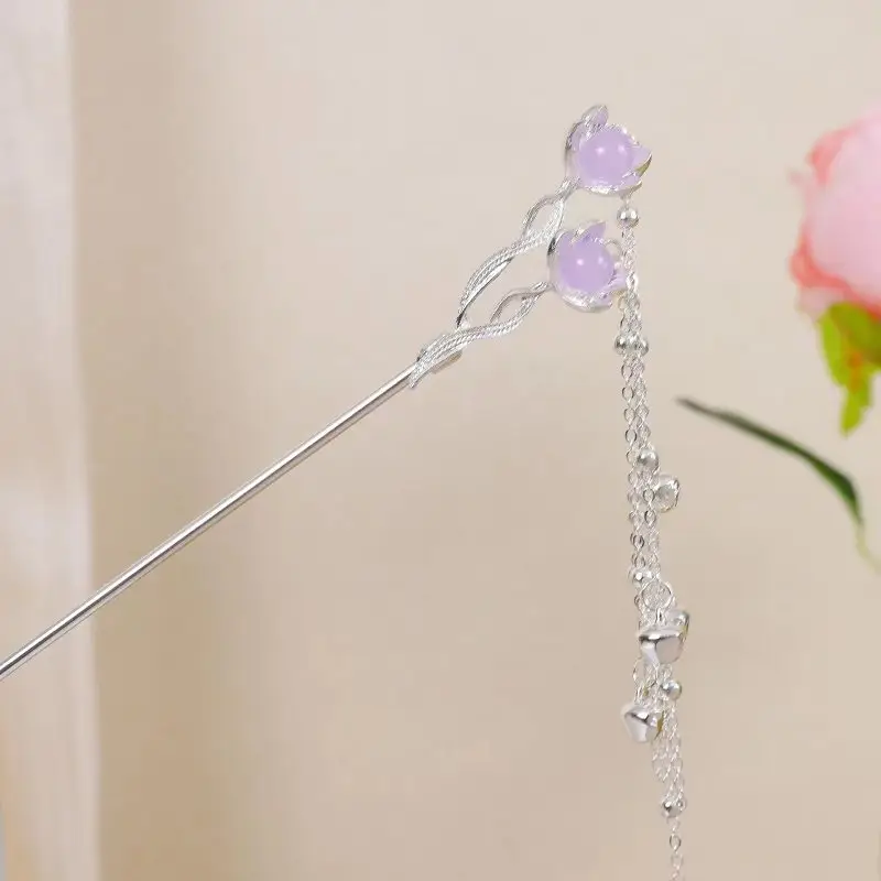 Chinese Hairpin with Flower & Pearl Design - Image 24