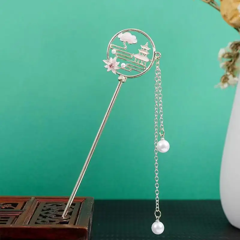 Chinese Hairpin with Flower & Pearl Design - Image 31