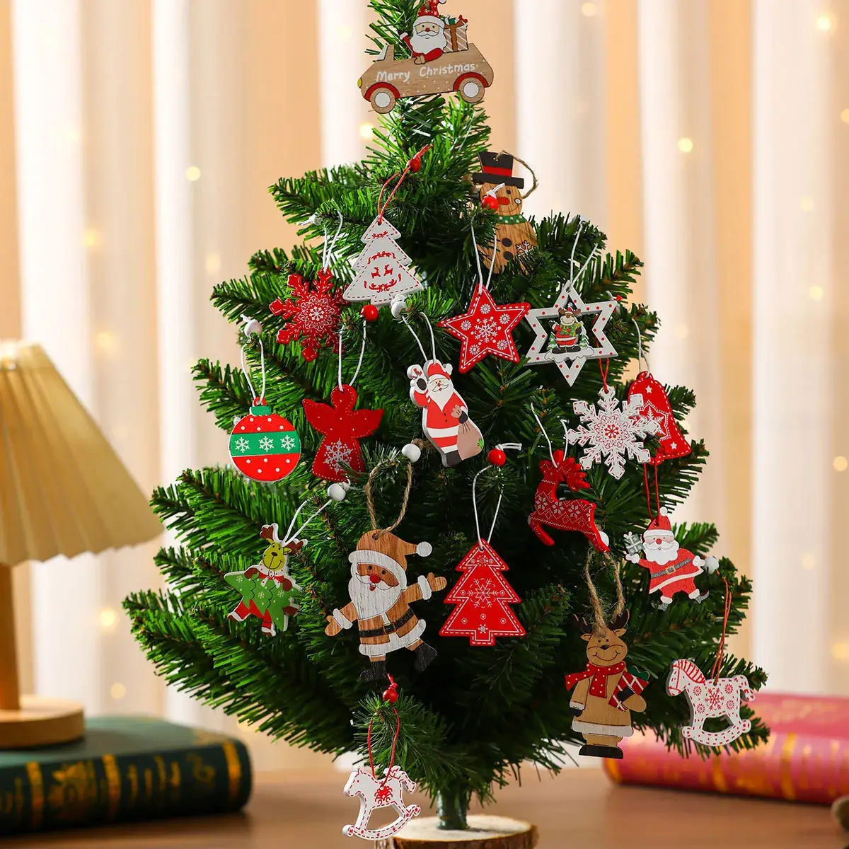 Wooden Cartoon Christmas Tree Decorations Set of 3 - Image 17