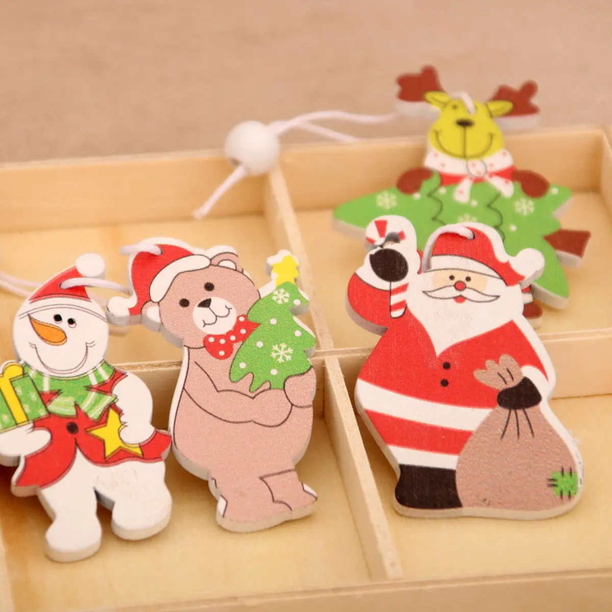 Wooden Cartoon Christmas Tree Decorations Set of 3 — feature 10