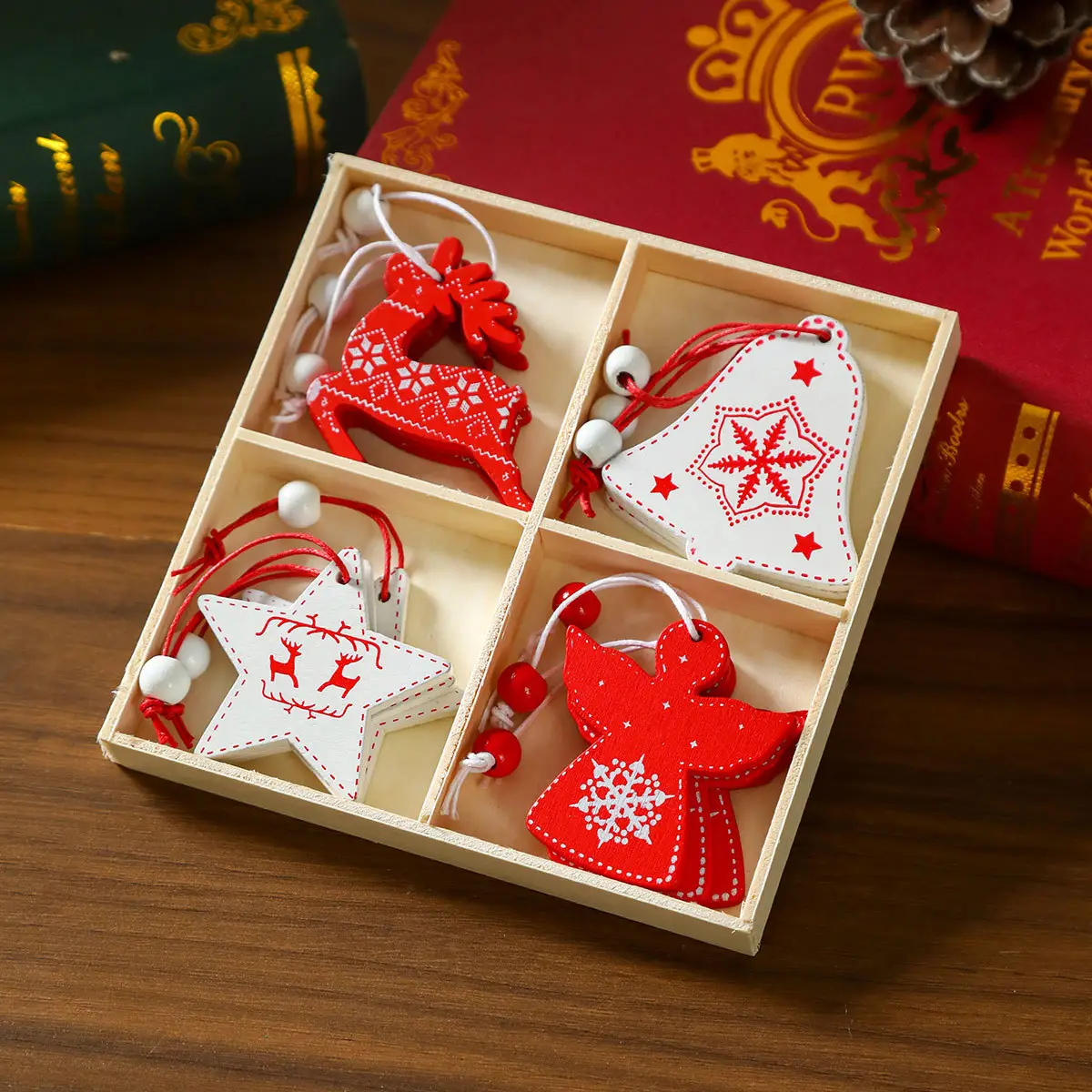 Wooden Cartoon Christmas Tree Decorations Set of 3 — feature 12