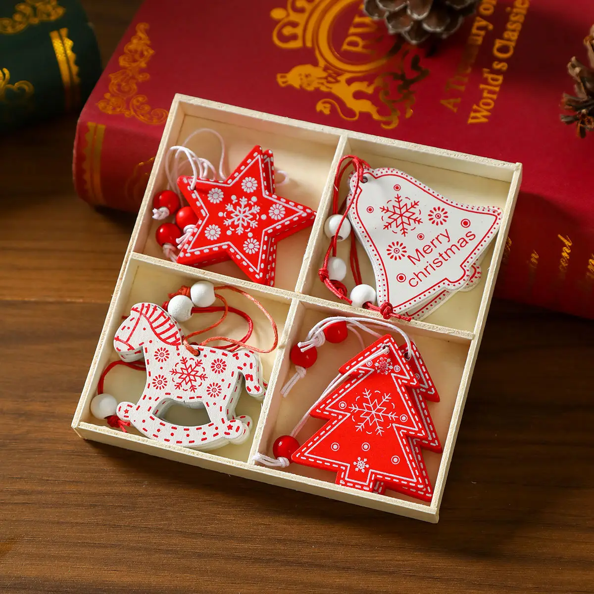 Wooden Cartoon Christmas Tree Decorations Set of 3 — feature 13