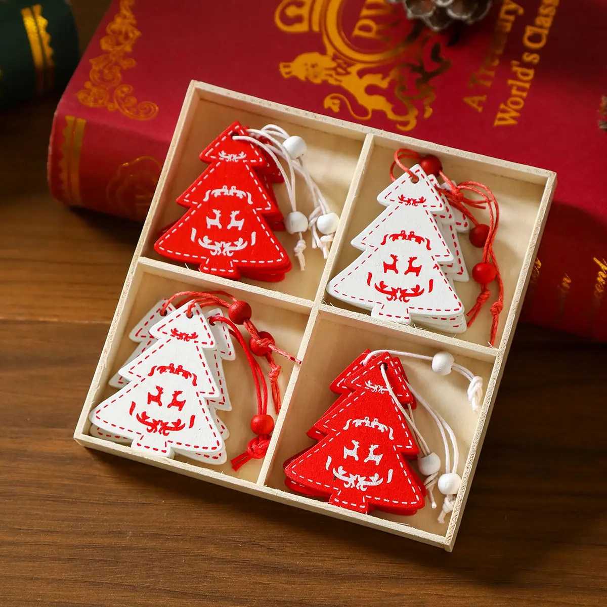 Wooden Cartoon Christmas Tree Decorations Set of 3 — feature 17