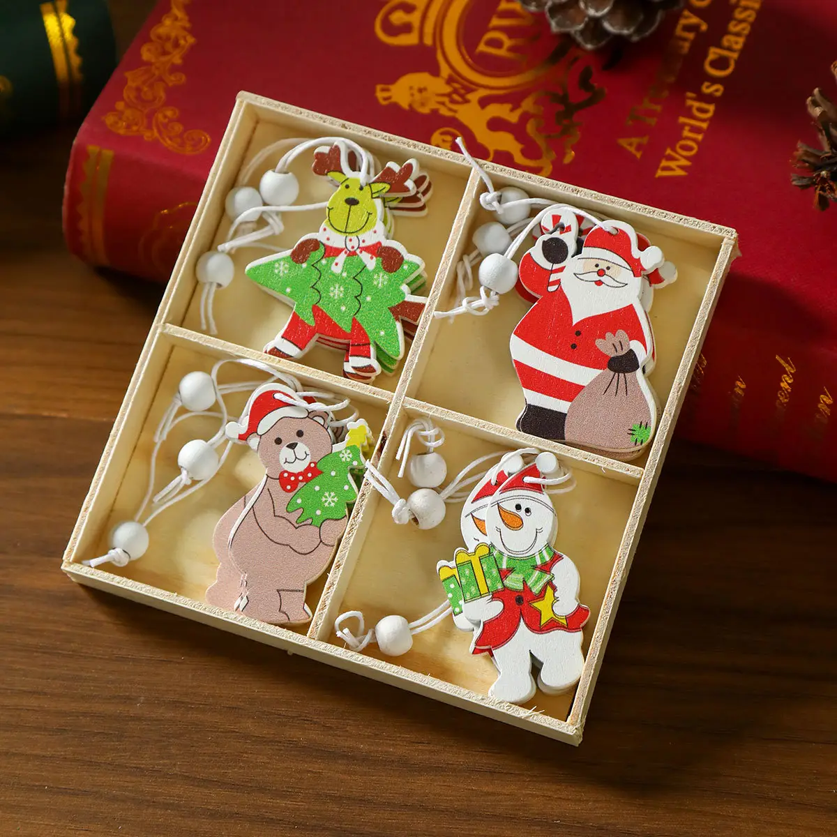 Wooden Cartoon Christmas Tree Decorations Set of 3 — feature 21
