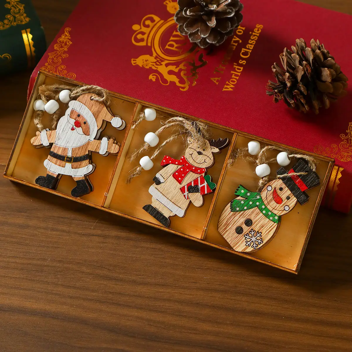 Wooden Cartoon Christmas Tree Decorations Set of 3 — feature 23
