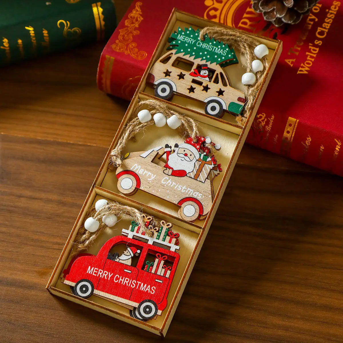 Wooden Cartoon Christmas Tree Decorations Set of 3 — feature 24