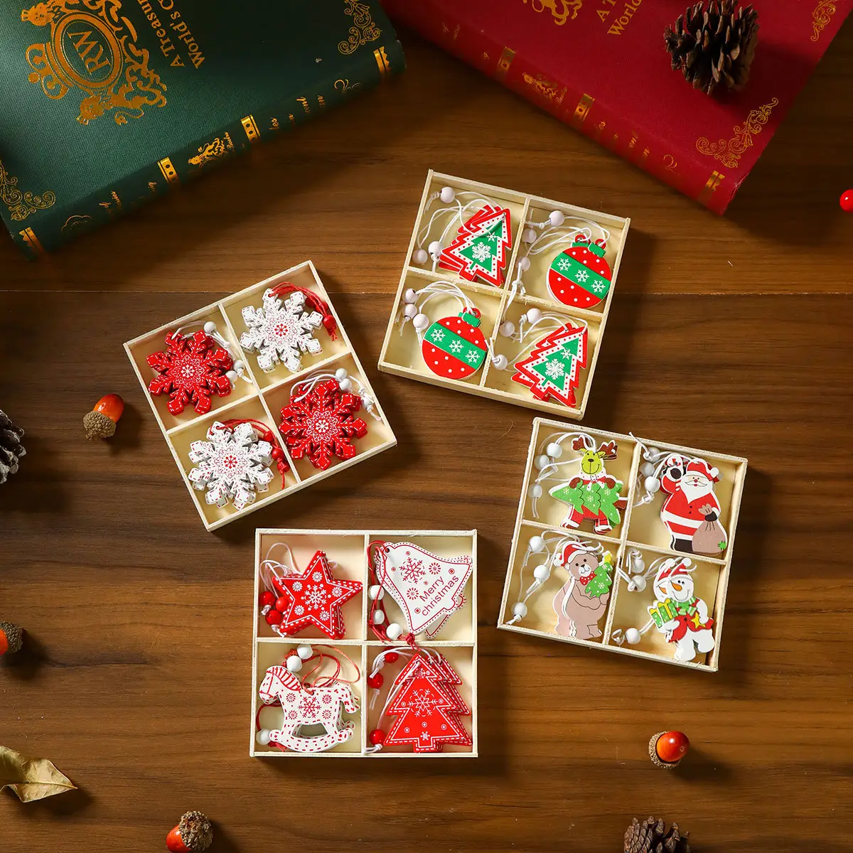 Wooden Cartoon Christmas Tree Decorations Set of 3 — feature 6