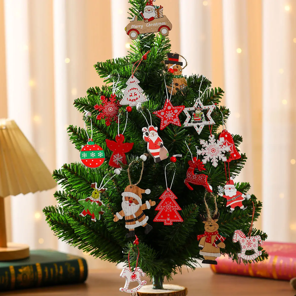 Wooden Cartoon Christmas Tree Decorations Set of 3 — feature 7