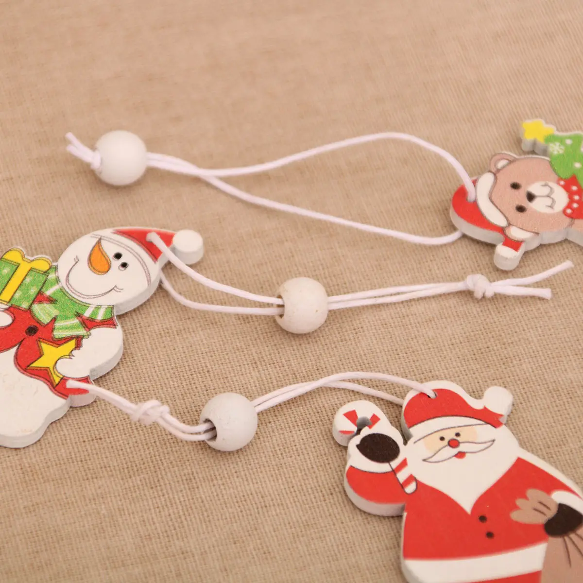 Wooden Cartoon Christmas Tree Decorations Set of 3 — feature 9