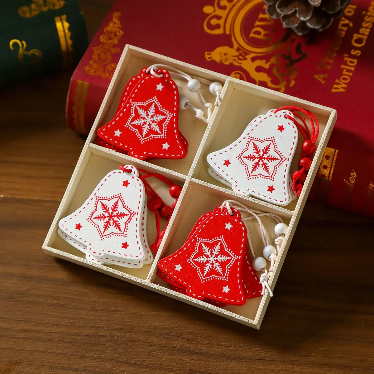 Wooden Cartoon Christmas Tree Decorations Set of 3 - Image 7