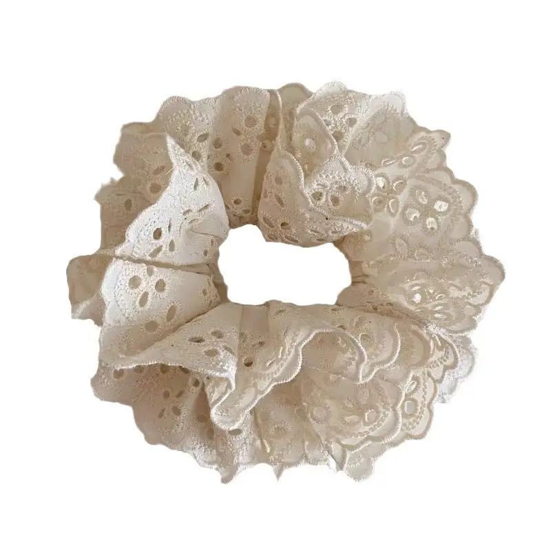 Lace Hair Ring for Women White Polka Dot Academic Style - Image 10