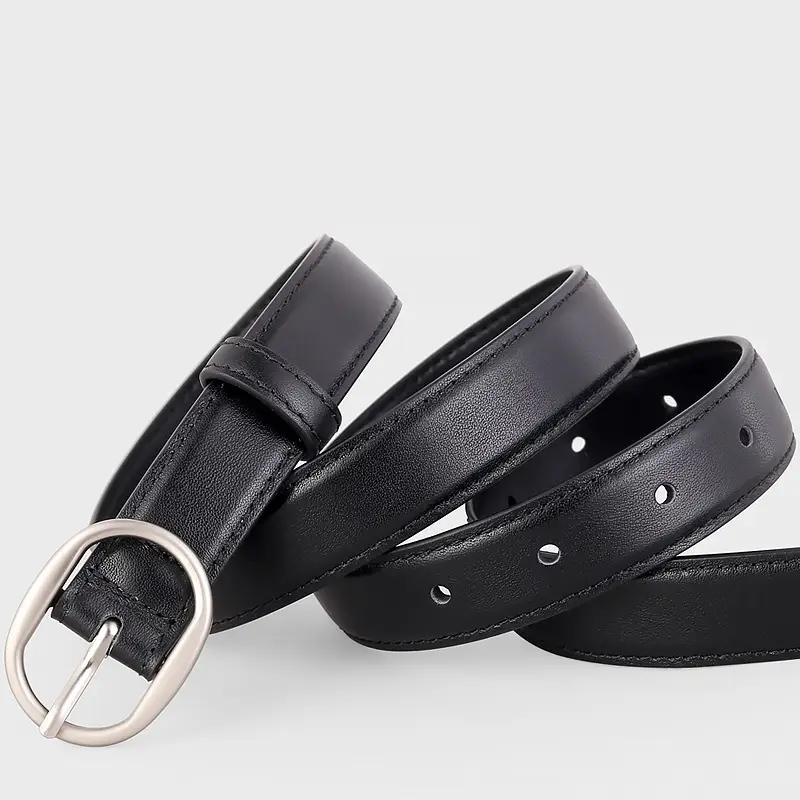 2024 New Women's Black Leather Belt with Pin Buckle - Image 4
