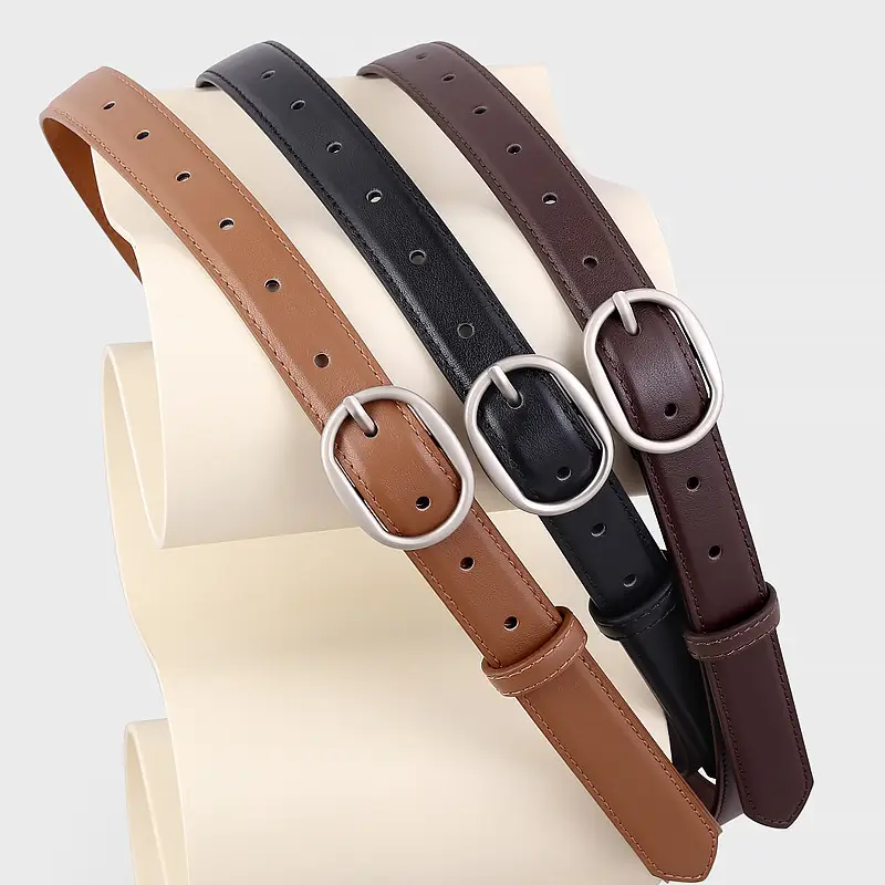 2024 New Women's Black Leather Belt with Pin Buckle - Image 5